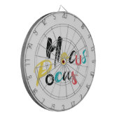 Modern, farbenfroh, lustig, cool, trendig Hocus Po Dartscheibe (Vorderseite Links)