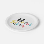 Modern, farbenfroh, lustig, cool, trendig Hocus Po Pappteller (Schrägansicht)