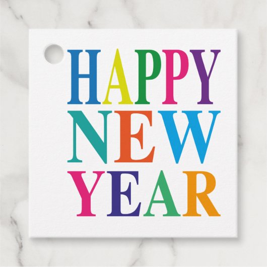 Modern farbenfroh Neues Jahr Geschenkanhänger (Vorderseite)