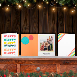 Modern farbenfroh Orange Frohe Weihnachten Ein Fot Karte
