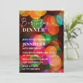 Modern farbenfrohe Abendessen Confetti 86. Geburts Einladung (Stehend Vorderseite)