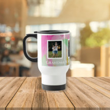 Modern farbenfrohe Foto Collage Oma Travel Mug