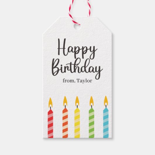 Modern farbenfrohe Geburtstagskandale Geschenkanhänger (Vorderseite)