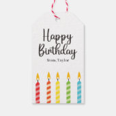 Modern farbenfrohe Geburtstagskandale Geschenkanhänger (Rückseite)