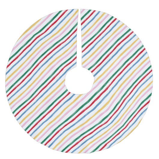 Modern farbenfrohe helle Weihnachtsstreifen Polyester Weihnachtsbaumdecke (Vorderseite)