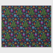 Modern farbenfrohe Neonlichter Weihnachten Geschenkpapier (Flach)