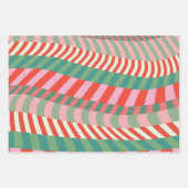 Modern farbenfrohe rote rosa geometrische Streifen Geschenkpapier Set (Vorderseite)