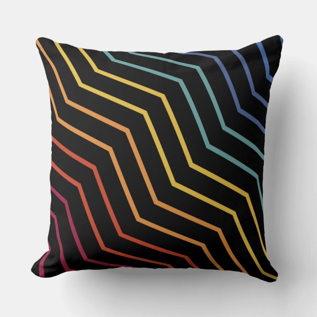 Modern farbenfrohe Zigzag Muster Kissen (Vorderseite)