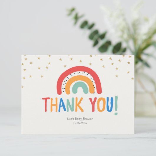 Modern farbenfroher Regenbogen Danke Karte (Stehend Vorderseite)