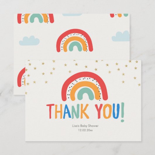 Modern farbenfroher Regenbogen Danke Karte (Vorne/Hinten)