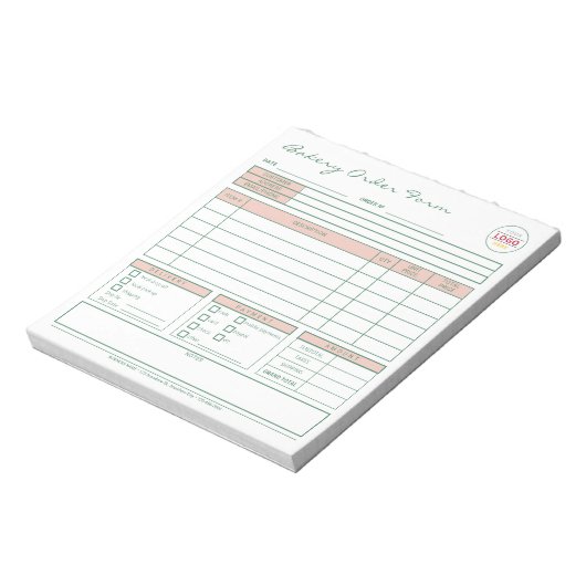 Modern farbige Bakery Peach Order Form Notepad Notizblock (Rotiert)
