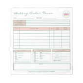 Modern farbige Bakery Peach Order Form Notepad Notizblock (Vorderseite)