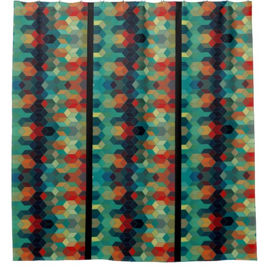Modern farbige Cubes & Stripes geometrisches Muste Duschvorhang (Vorderseite)
