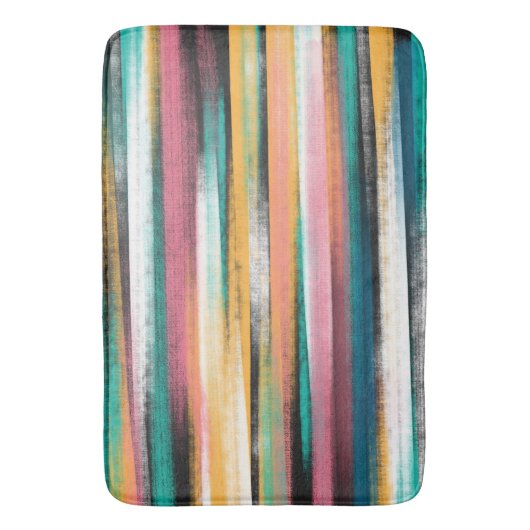 Modern farbige Pinselstriche Streifen Ölfarbe Badematte (Vorderseite Vertikal)