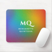 Modern farbige Rainbow White Monogram Initial Mousepad (Mit Mouse)