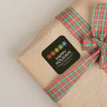 Modern farbige Schneeflocken Weihnachten Quadratischer Aufkleber<br><div class="desc">Einfache Weihnachts-Weihnachtsaufkleber mit einer Reihe von bunten Weihnachtsschneeflocken. Minimalistische Typografie. Sauberes einfaches Design. Alle Textbereiche sind personalisierbar. Kontaktieren Sie uns für Hilfe bei der Personalisierung oder Anpassung an Ihre individuellen Wünsche. Gute Ferien!</div>