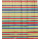 Modern farbige Streifen Blaues Gelbes Aqua Duschvorhang (Vorderseite)