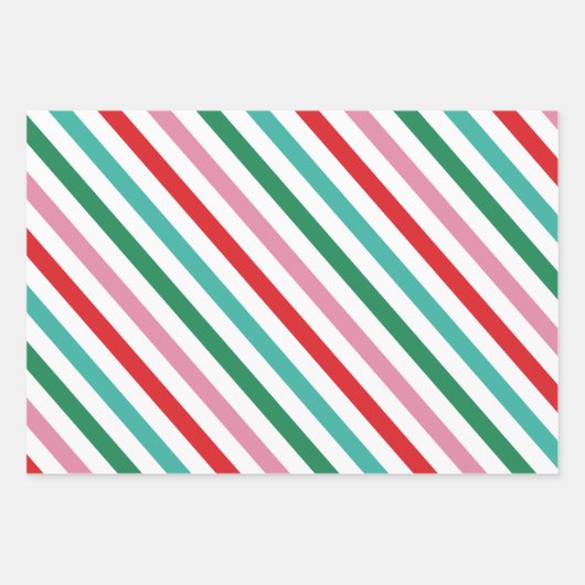 Modern farbige Streifen Weihnachten Geschenkpapier Set (Vorderseite 3)
