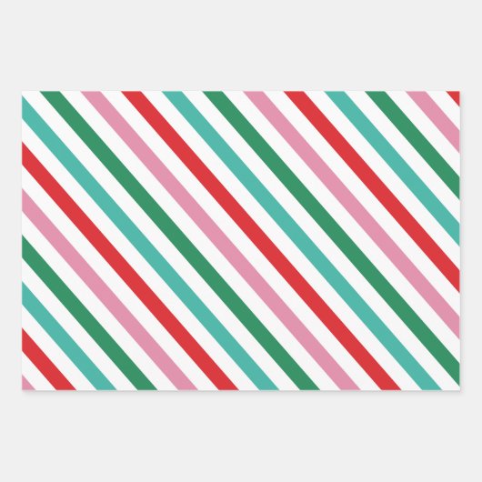 Modern farbige Streifen Weihnachten Geschenkpapier Set (Vorderseite)