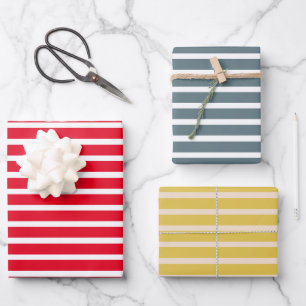 Modern farbige Streifen Weihnachten Geschenkpapier Set