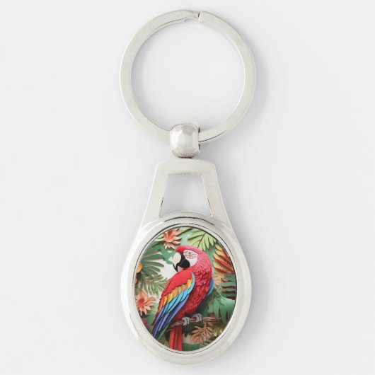 Modern farbiger 3D-Papagei Bird Lover Schlüsselanhänger (Vorderseite)