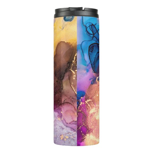 Modern farbiger Marmormonogramm-Name Thermosbecher (Rückseite)