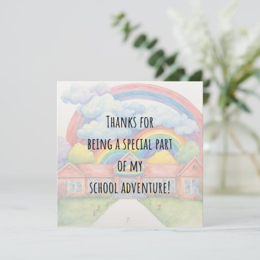 Modern farbiger Regenbogen Vielen Dank Teacher Car Dankeskarte (Stehend Vorderseite)