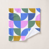 Modern farbiges geometrisches Muster Blau Gold Pin Badhandtuch Set (Waschlappen)