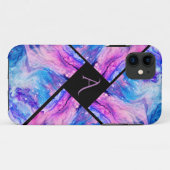 Modern farbiges Marmormonogramm Case-Mate iPhone Hülle (Rückseite (Horizontal))