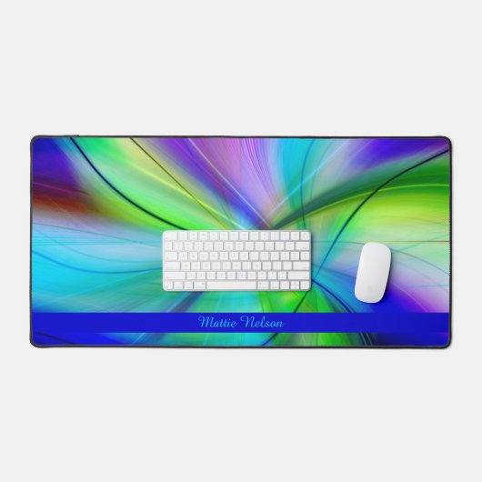 Modern farbiges Muster Wasserfarbe Blau Schreibtischunterlage (Tastatur & Maus)