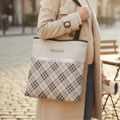 Modern Farmhouse Beige Plaid Pattern Tasche