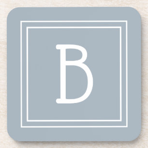 Modern Farmhouse Monogrammed Blue & White Initial Getränkeuntersetzer