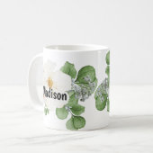 Modern farmhouse personalize custom Floral Mug Kaffeetasse (Vorderseite Links)