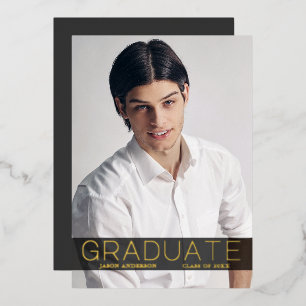 Modern Fashion 1 Foto Foil Grad Announcement Card Folieneinladung