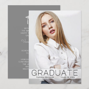 Modern Fashion 1 Foto Graduate Announcement Card Ankündigung