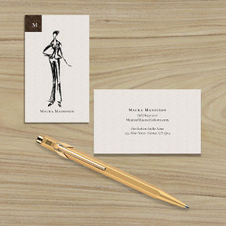 Modern Fashion Designer Model Sketch Visitenkarte