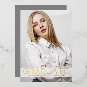 Modern Fashion Foil 1 Foto Grad Announcement Card Folieneinladung