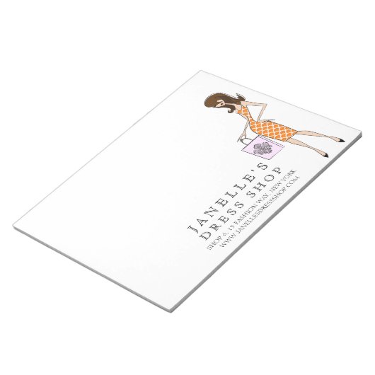 Modern Fashion Girl Damask Business Pad Notizblock (angewinkelt)