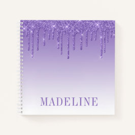 Modern Fashionable Trendy Purple Glitter Drip Notizblock