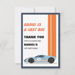 Modern Fast One Race Car 1. Geburtstag Dankeskarte