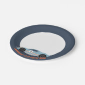 Modern Fast One Race Car Boy 1st Birthday Pappteller (Schrägansicht)