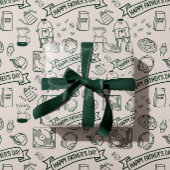 Modern Father's Day Doodle Pattern Millennial Dad Geschenkpapier
