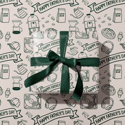 Modern Father's Day Doodle Pattern Millennial Dad Geschenkpapier