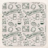 Modern Father's Day Doodle Pattern Millennial Dad Rechteckiger Pappuntersetzer (Vorderseite)