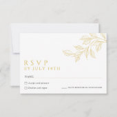 Modern Faux Gold Botanical Wedding RSVP Cards Karte (Vorderseite)