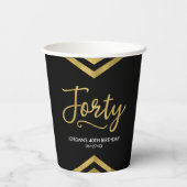 Modern Faux Gold Chevron Geometric 40. Geburtstag Pappbecher (Rückseite)