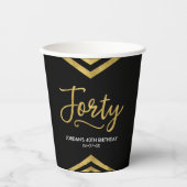 Modern Faux Gold Chevron Geometric 40. Geburtstag Pappbecher (Vorderseite)