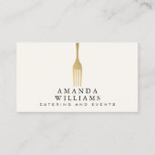 Modern Faux Gold Fork Catering Logo Ivory Visitenkarte (Vorderseite)