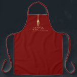 Modern Faux Gold Fork Catering Logo on Red Schürze<br><div class="desc">A chic and luxe design motif of a faux gold fork draws attention to the faux gold serif text for your name or business name on this personalized red apron. Created for catering companies,  personal chefs,  event planners,  restaurants or personal use. Art and design © 1201AM Design Studio | www.1201am.com</div>