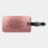 Modern Faux Rose Gold Script Monogram Personalized Gepäckanhänger (Rückseite horizontal)
